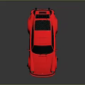 Red Sports Car with Black Rims and Rear Spoiler Showcasing Sleek Design and Glossy Finish