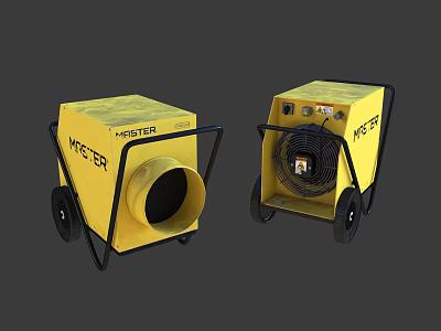 MASTER Yellow Industrial Heater Equipment With Wheels Fan And Air Outlet 3d model