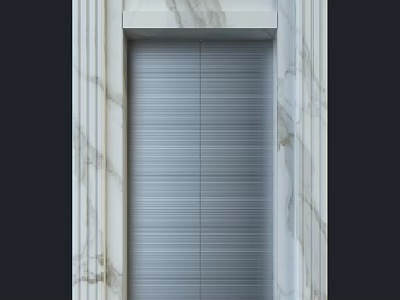 Modern Public Facility Elevator With Silver Metal Door And Marble Frame 3d model