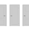 White Hinged Doors With Various Panel Designs And Black Door Handles 3d model