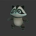 Cute 3D Cartoon Raccoon Character With Big Eyes And Standing Pose