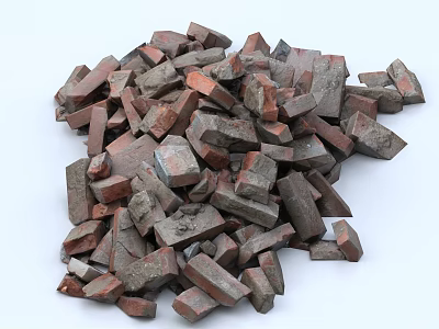 Natural Stone and Wood Chunks Pile for Home Decor and Construction Projects 3d model