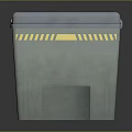 Gray Home Storage Box Featuring Blue Lid Yellow Warning Signs And Yellow Stripes