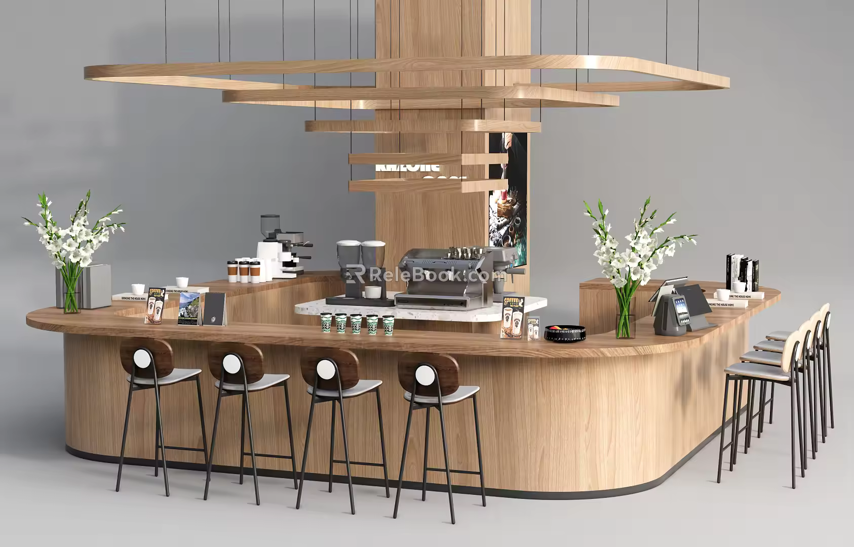 Modern Bar Chair Combination Bar Chair Operating Table Water Bar Cashier 3d model