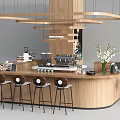 Modern Bar Chair Combination Bar Chair Operating Table Water Bar Cashier 3d model