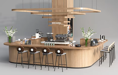 Modern Bar Chair Combination Bar Chair Operating Table Water Bar Cashier 3d model