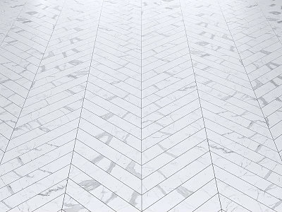 White Marble Herringbone Pattern Floor Tiles With Polished Surface For Interior Design 3d model