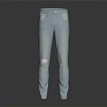 Light Blue Distressed Straight Leg Jeans With Front And Back Pockets 3d model