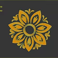 Intricate Artistic Orange Symmetrical Floral Decorative Design With Petals And Circular Center