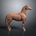 Realistic Brown Horse 3D Model Sculpture With Gray Background And Detailed Texture