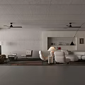 Modern Minimalist Sofa And Coffee Table Combination For Spacious Concrete Living Room Interior Design