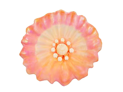 Elegant Decorative Ornament Set With Flower Shaped Pastel Pink And Orange Gradient And Pearl Accents 3d model