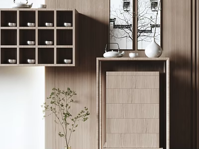New Chinese-style Side Cabinet Zen Entrance Side Cabinet 3d model