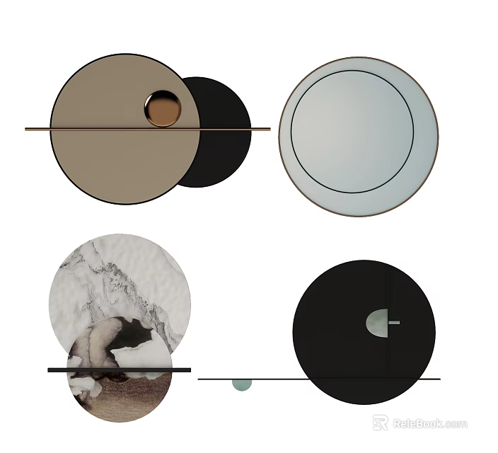 Modern Circular Wall Decor Featuring Geometric Shapes Abstract Patterns And Line Details 3d model