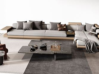 Modern Sofa Coffee Table Combination Miloti Sofa Combination 3d model