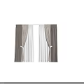 Modern Simple Double Layer Curtains With Beige Linen Outer And White Sheer Inner Tiebacks 3d model
