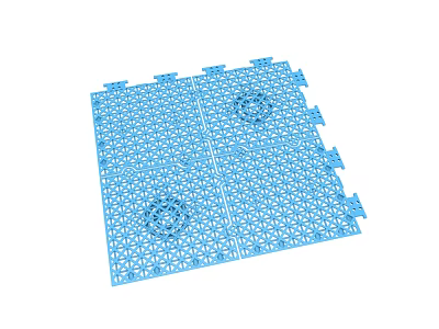 Bathroom Accessories Blue Interlocking Non Slip Mat With Pattern For Bathroom Floor 3d model