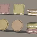 Pastel Colored Fringed Decorative Pillows In Square And Round Shapes On White Shelves