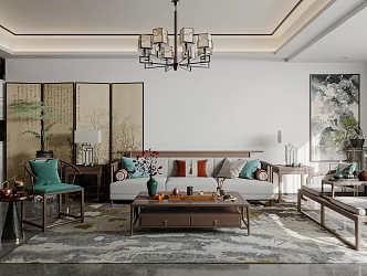 New Chinese Living Room 3d model