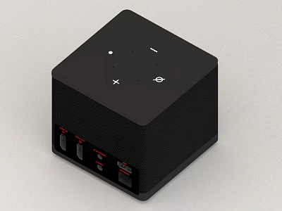 Black Cube Shaped Digital Device With Top Control Buttons And Multiple Side Ports 3d model