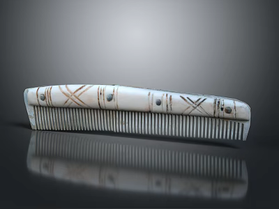 Traditional Light Colored Comb With Decorative Patterns And Fine Teeth For Daily Use 3d model