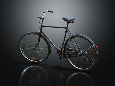 Vintage Black Bicycle Featuring Classic Frame Comfortable Seat and Retro Design 3d model