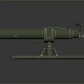 Green Military Mortar Featuring Long Barrel And Tripod Base Design