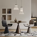 Modern leisure table and chair combination negotiation table and chair dining table and chair chandelier carpet 3d model