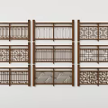 Wooden Fence in Modern Chinese Style with Multiple Intricate Patterns