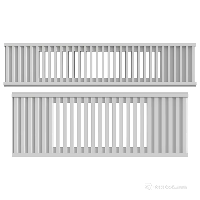 White Modern Railings With Horizontal Bars For Balcony And Staircase Use 3d model 
