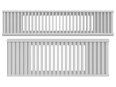 White Modern Railings With Horizontal Bars For Balcony And Staircase Use 3d model