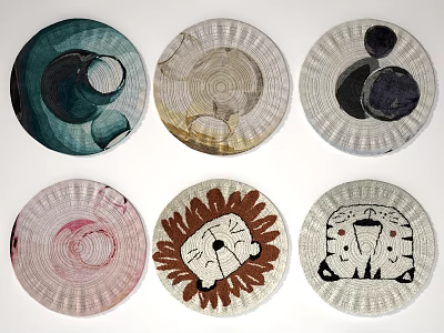 Round Carpets With Geometric And Animal Designs Modern Style Diverse Colors 3d model