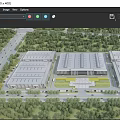 Aerial Planning of Modern Industrial Complex With Large Factories Central Green Area and Surrounding Trees