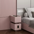 Blue Modern Bedside Table With Open Drawer And Wooden Interior In Bedroom