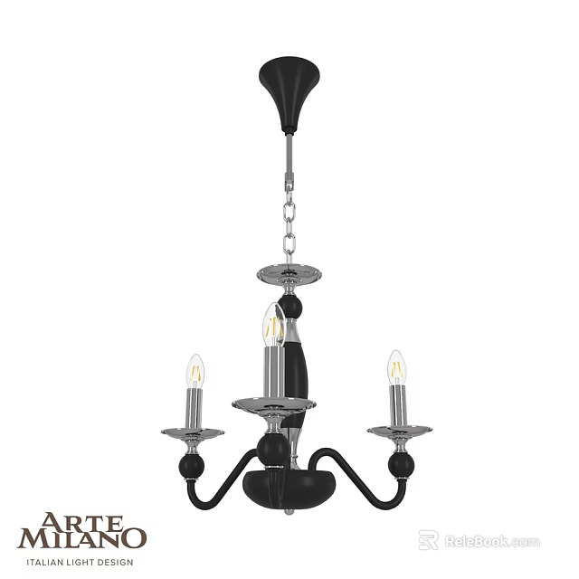 Classic Black Chandelier With Candle Style Bulbs And Multiple Arms For Interior Decor 3d model 