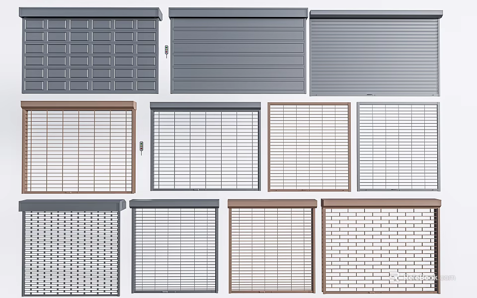 Various Design Roller Shutters With Different Colors And Patterns For Exteriors 3d model