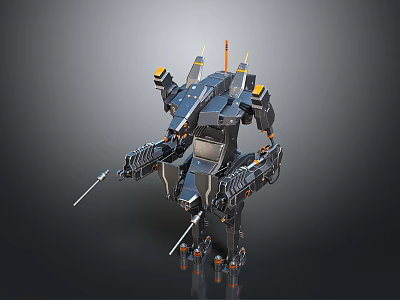 Futuristic Armored Mechanical Creature With Multiple Legs And Weapon Systems 3d model