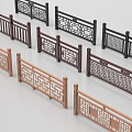 Decorative Carved Railings With Multiple Patterns And Different Wooden Finishes 3d model