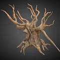 Abstract Plant With Twisted Branches And Brown Copper Color On Dark Background 3d model