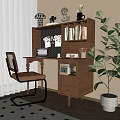Ancient Solid Wood Desk and Chair Combination Desk Ornaments Desk Lamp Computer 3d model