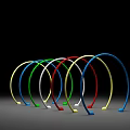 Colorful Curved Arches Sculpture With Multiple Vibrant Rings Design