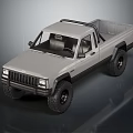 Gray Pickup Truck With Roof Rack Black Tires And Front Grille Design