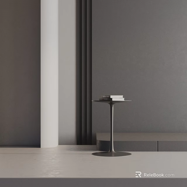Sleek Modern Side Table With Metal Base And Stacked Books In Minimalist Interior 3d model 