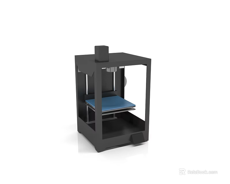 Black Modern Office 3D Printer With Blue Platform And Compact Design 3d model