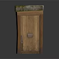 Wooden Door Structure With Stone Top Metal Mail Slot And Door Handle