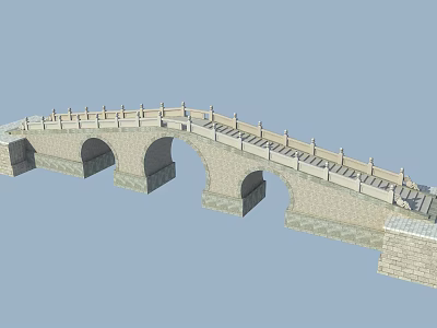 Traditional Stone Arch Bridge With Multiple Arches And Decorative Railings 3d model