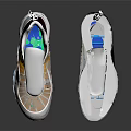 Modern Stylish Sneakers with Light Beige Upper Blue Laces Air Cushion Sole and Colorful Accents