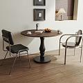 Middle Ancient Round Dining Table and Chair 3d model