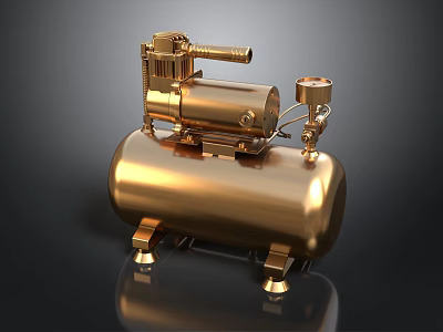 Golden Air Compressor Equipment With Motor Pressure Gauge And Storage Tank 3d model