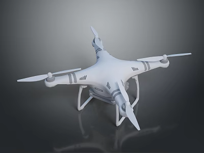 White Quadcopter Drone With Four Propellers Landing Gear And Sleek Design 3d model